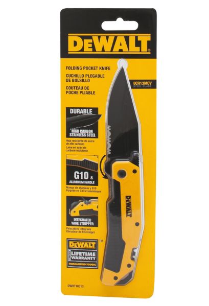 DeWalt Black/Yellow 8CR13MOV Steel > 6 in. Premium Pocket Knife