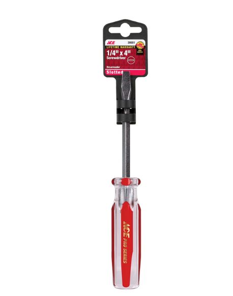 Ace 1/4 in. X 4 in. L Slotted Screwdriver 1 pc Ace 1/4 in. X 4 in. L Slotted Screwdriver 1 pc