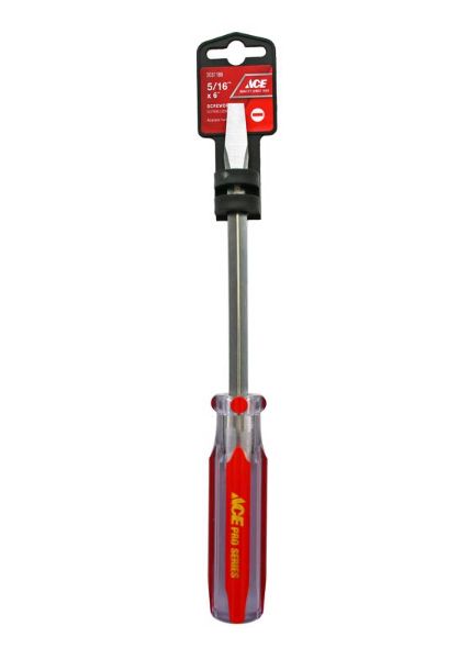 Ace 6 in. L Slotted 5/16 Screwdriver 1 pk Ace 6 in. L Slotted 5/16 Screwdriver 1 pk