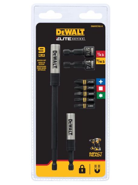 DEWALT ELITE SERIES Hex 1/4 in. Impact Driver Bit Set 9 pc