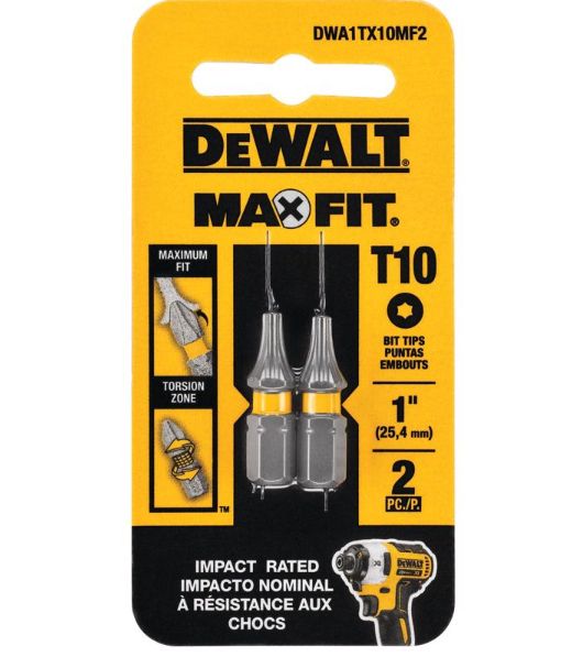 DEWALT Max Fit Torx #10 X 1 in. L Screwdriver Bit Set Steel 2 pk DEWALT Max Fit Torx #10 X 1 in. L Screwdriver Bit Set Steel 2 pk