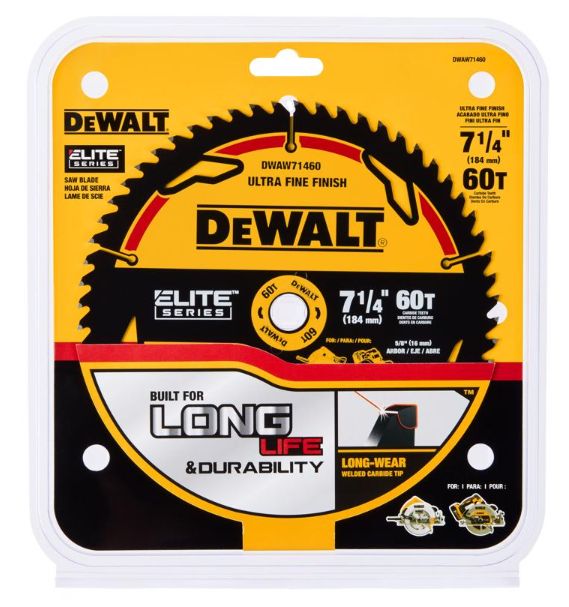 DEWALT Elite Series 7-1/4 in. D X 5/8 in. Tungsten Carbide Tipped Circular Saw Blade 60 teeth 1 pk