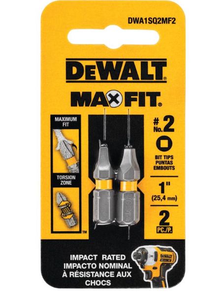 DEWALT Max Fit Square #2 X 1 in. L Screwdriver Bit Set Steel 2 pk