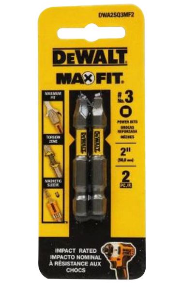 DEWALT Max Fit Square 2 in. L SQ3 Screwdriver Bit Steel 2 pc