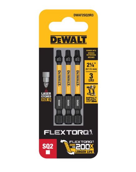 DEWALT FlexTorq Square #2 X 2.25 in. L Drill and Driver Bit Set Steel 3 pc DEWALT FlexTorq Square #2 X 2.25 in. L Drill and Driver Bit Set Steel 3 pc