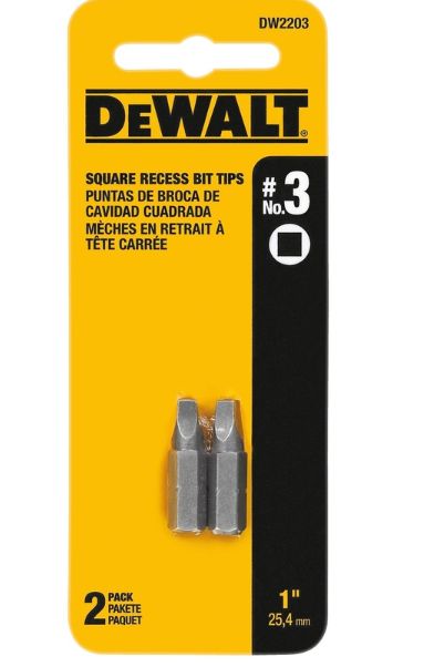 DEWALT Square Recess #3 X 1 in. L Screwdriver Bit Heat-Treated Steel 2 pc DEWALT Square Recess #3 X 1 in. L Screwdriver Bit Heat-Treated Steel 2 pc