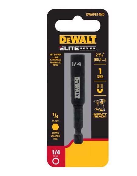 DEWALT ELITE SERIES 1/4 in. X 2-9/16 in. L Steel Nut Driver 1 pc DEWALT ELITE SERIES 1/4 in. X 2-9/16 in. L Steel Nut Driver 1 pc