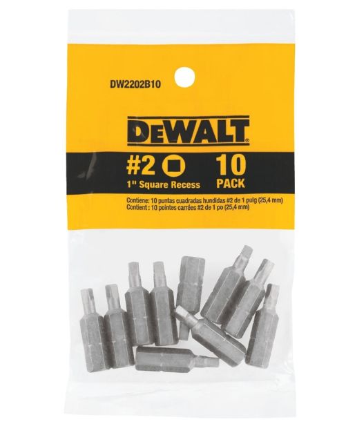 DEWALT Square Recess #2 X 1 in. L Screwdriver Bit Heat-Treated Steel 10 pc DEWALT Square Recess #2 X 1 in. L Screwdriver Bit Heat-Treated Steel 10 pc