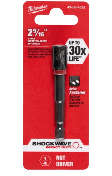 Milwaukee Shockwave 1/4 in. X 2-9/16 in. L Steel Nut Driver 1 pc Milwaukee Shockwave 1/4 in. X 2-9/16 in. L Steel Nut Driver 1 pc