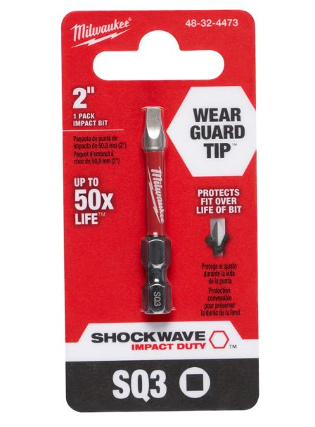 Milwaukee Shockwave Square #3 X 2 in. L Screwdriver Bit Steel 1 pc Milwaukee Shockwave Square #3 X 2 in. L Screwdriver Bit Steel 1 pc