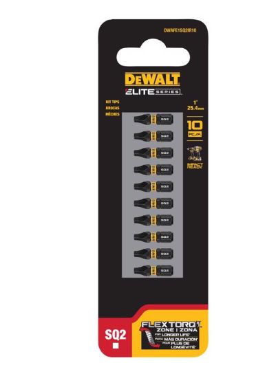 DEWALT ELITE SERIES Square #2 X 1 in. L Screwdriver Bit Steel 10 pc DEWALT ELITE SERIES Square #2 X 1 in. L Screwdriver Bit Steel 10 pc