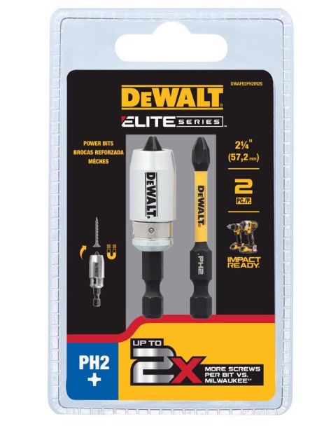 DEWALT ELITE SERIES Phillips 2-1/4 in. L #2 Screwdriver Bit Steel 3 pc DEWALT ELITE SERIES Phillips 2-1/4 in. L #2 Screwdriver Bit Steel 3 pc