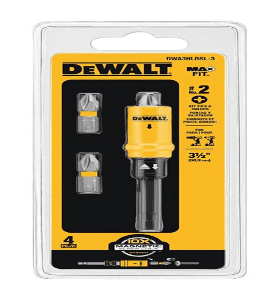 DEWALT Max Fit Phillips #2 Screw Lock Bit and Holder Set S2 Tool Steel 4 pc