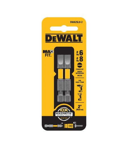 DEWALT Max Fit Slotted #6 and #8 X 2 in. L Power Bit S2 Tool Steel 2 pc DEWALT Max Fit Slotted #6 and #8 X 2 in. L Power Bit S2 Tool Steel 2 pc