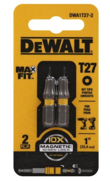 DEWALT Max Fit Torx T27 X 1 in. L Insert Bit S2 Tool Steel 2 pc DEWALT Max Fit Torx T27 X 1 in. L Insert Bit S2 Tool Steel 2 pc