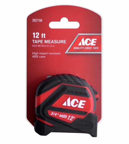 Ace 12 ft. L X 3/4 in. W Compact Tape Measure 1 pk Ace 12 ft. L X 3/4 in. W Compact Tape Measure 1 pk