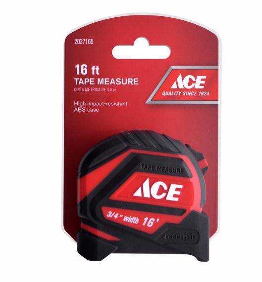 Ace 16 ft. L X 3/4 in. W Compact Tape Measure 1 pk Ace 16 ft. L X 3/4 in. W Compact Tape Measure 1 pk