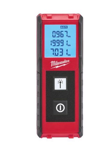 Milwaukee 4 in. L X 1-1/2 in. W Laser Distance Meter 65 ft. Black/Red 1 pc Milwaukee 4 in. L X 1-1/2 in. W Laser Distance Meter 65 ft. Black/Red 1 pc