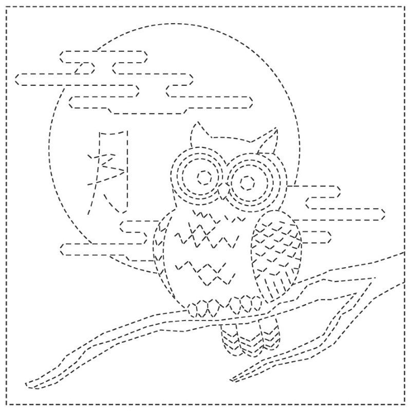 Sashiko Cloth Owl - White