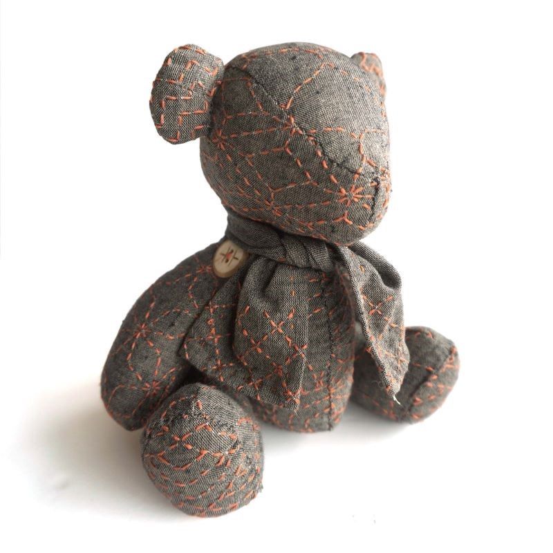 Sashiko Cloth Teddy Bear - Brown