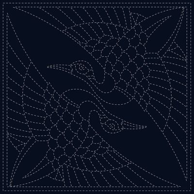 Sashiko Cloth Two Cranes