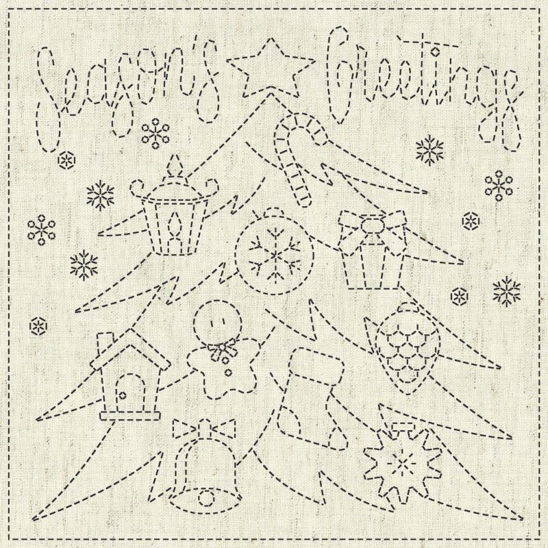 Sashiko Cloth Season&#39;s Greetings