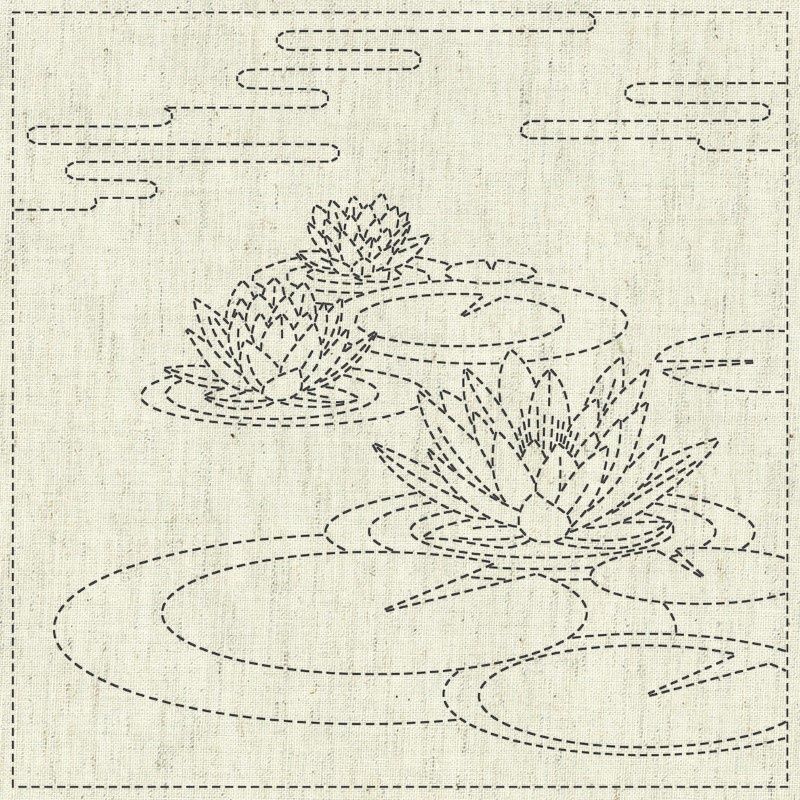 Sashiko Cloth Water Lily