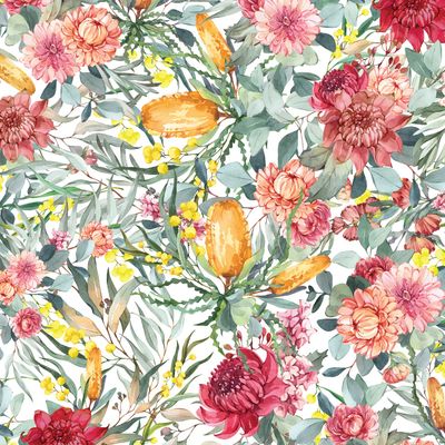 Bush Celebration - White per metre