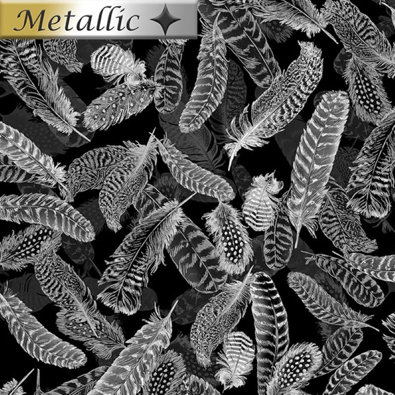 Gilded Feathers - Charcoal per metre