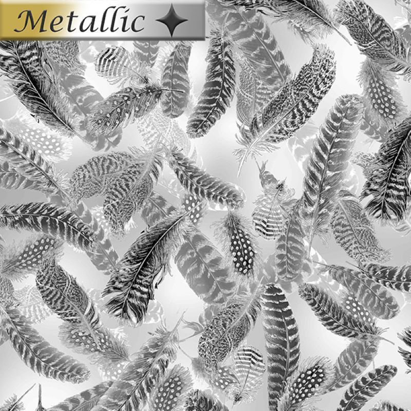 Gilded Feathers - Dove Grey per metre