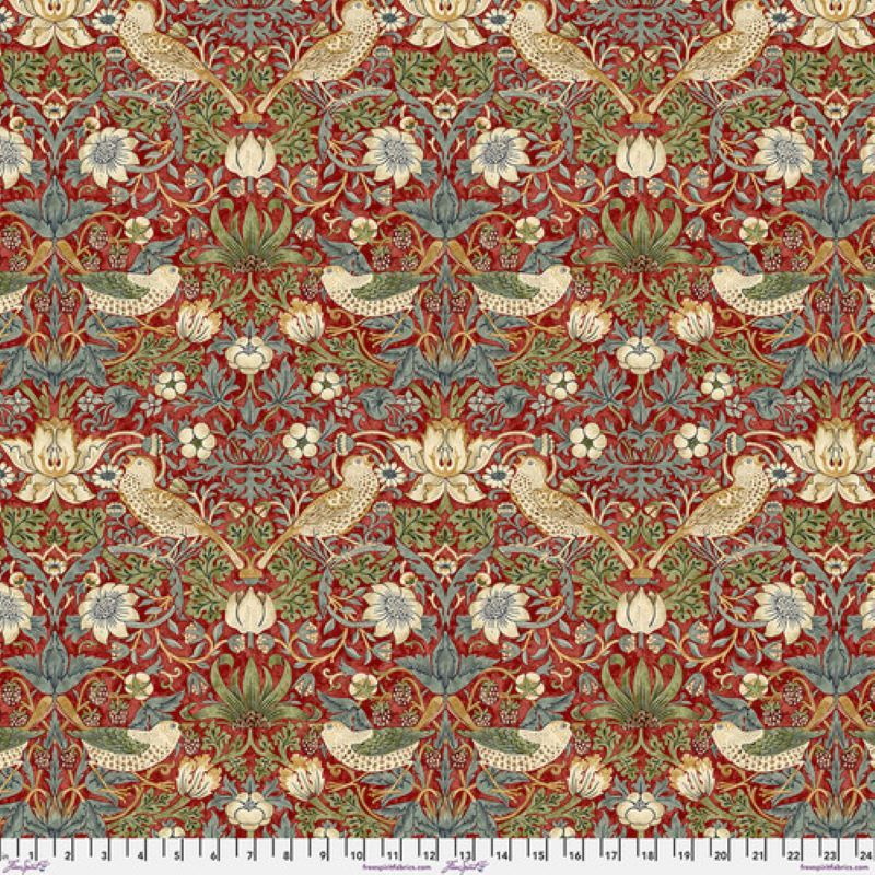 Strawberry Thief - Red per metre