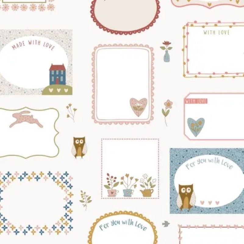 Owl &amp; Hare Hollow Quilt Label - Panel
