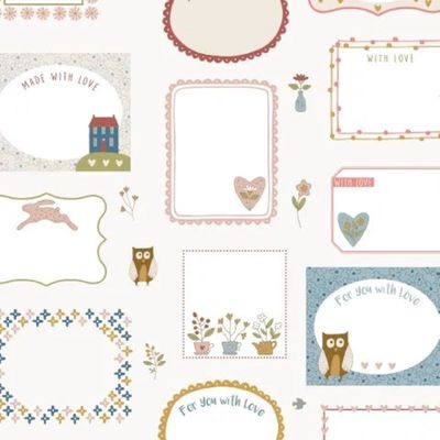 Owl &amp; Hare Hollow Quilt Label - Panel