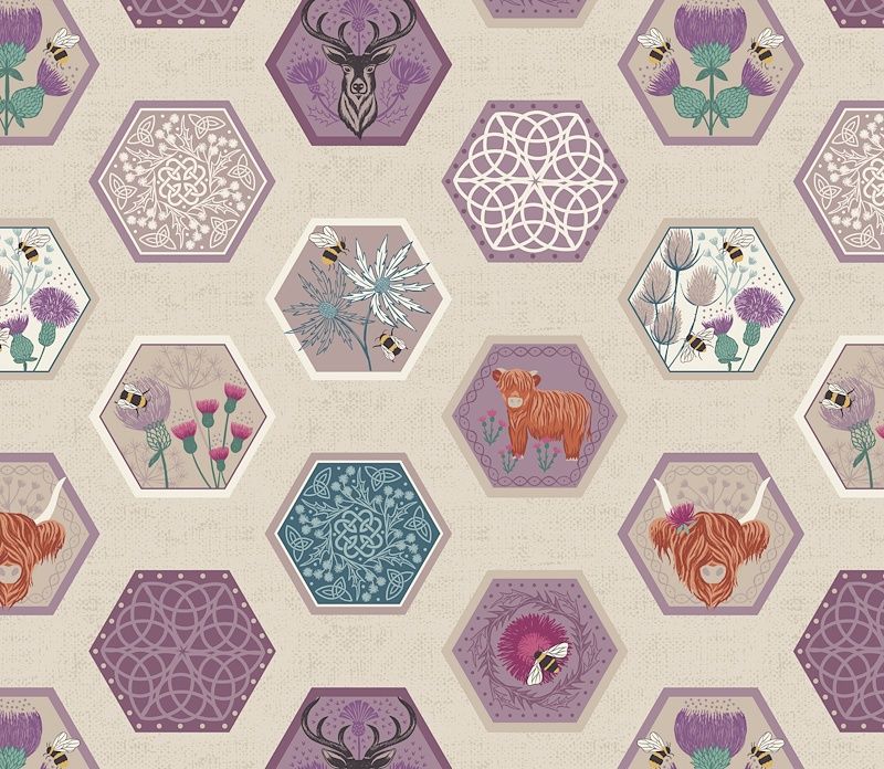 Celtic Dreams Price per metre, Name: Hexagon Cream