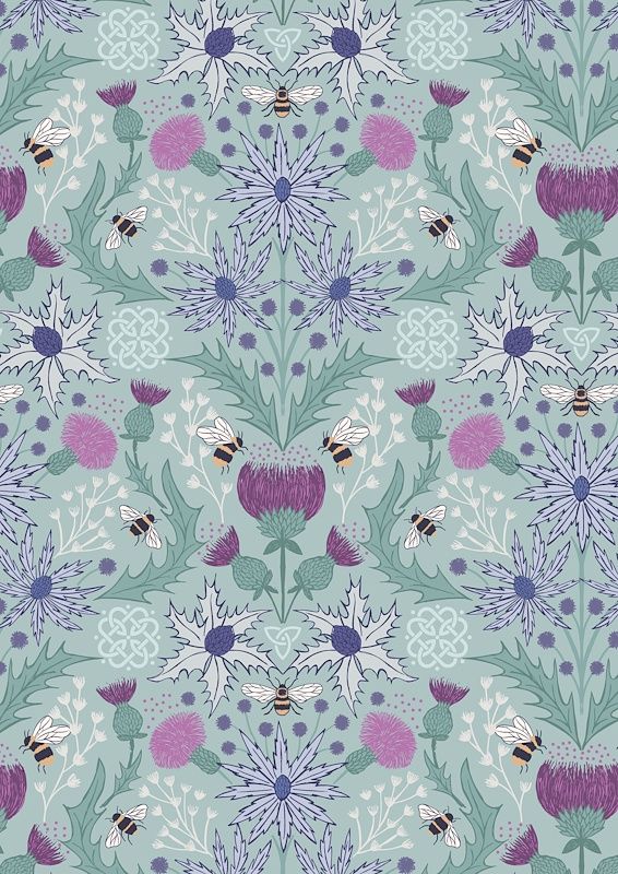 Celtic Dreams Price per metre, Name: Mirrored Bee Blue