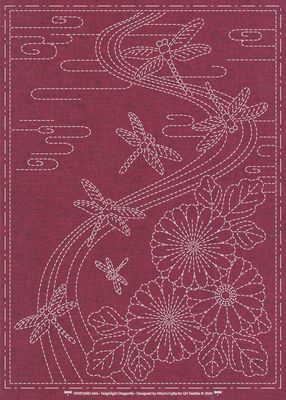 Sashiko Cloth Twilight Dragonfly - Red