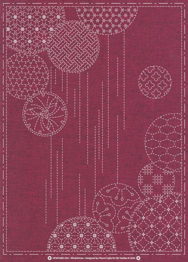 Sashiko Cloth Windchimes - Red