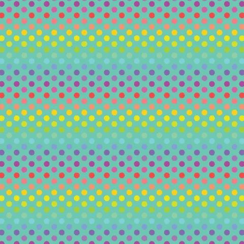 Polked Again - Teal Rainbow per metre