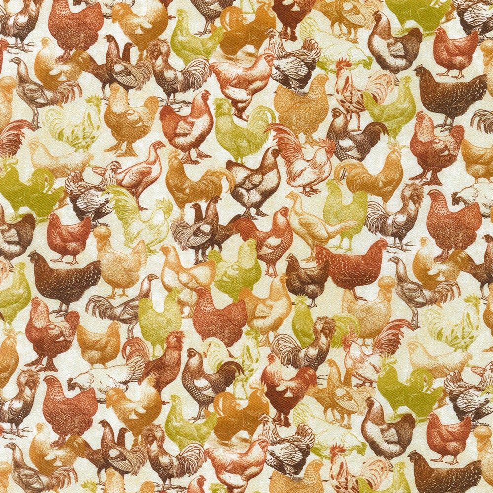 Vintage Farm Life Range - per metre, Print: Chickens 21771205