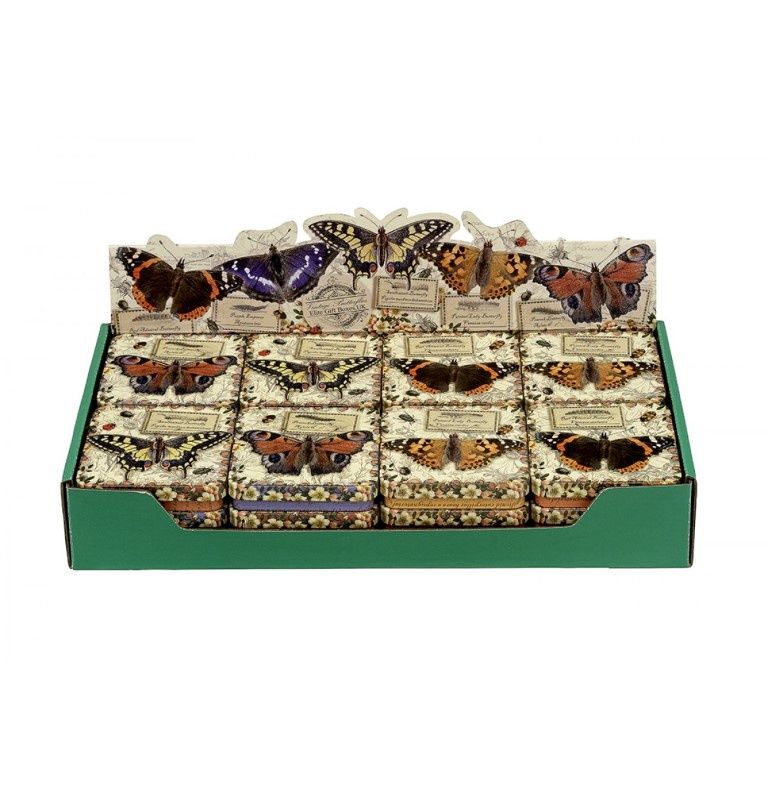Vintage Butterflies Small Flat Square Tin