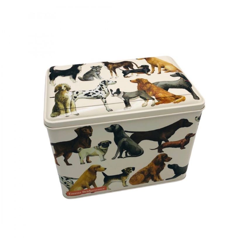Dog Design Tin w Hinged Lid
