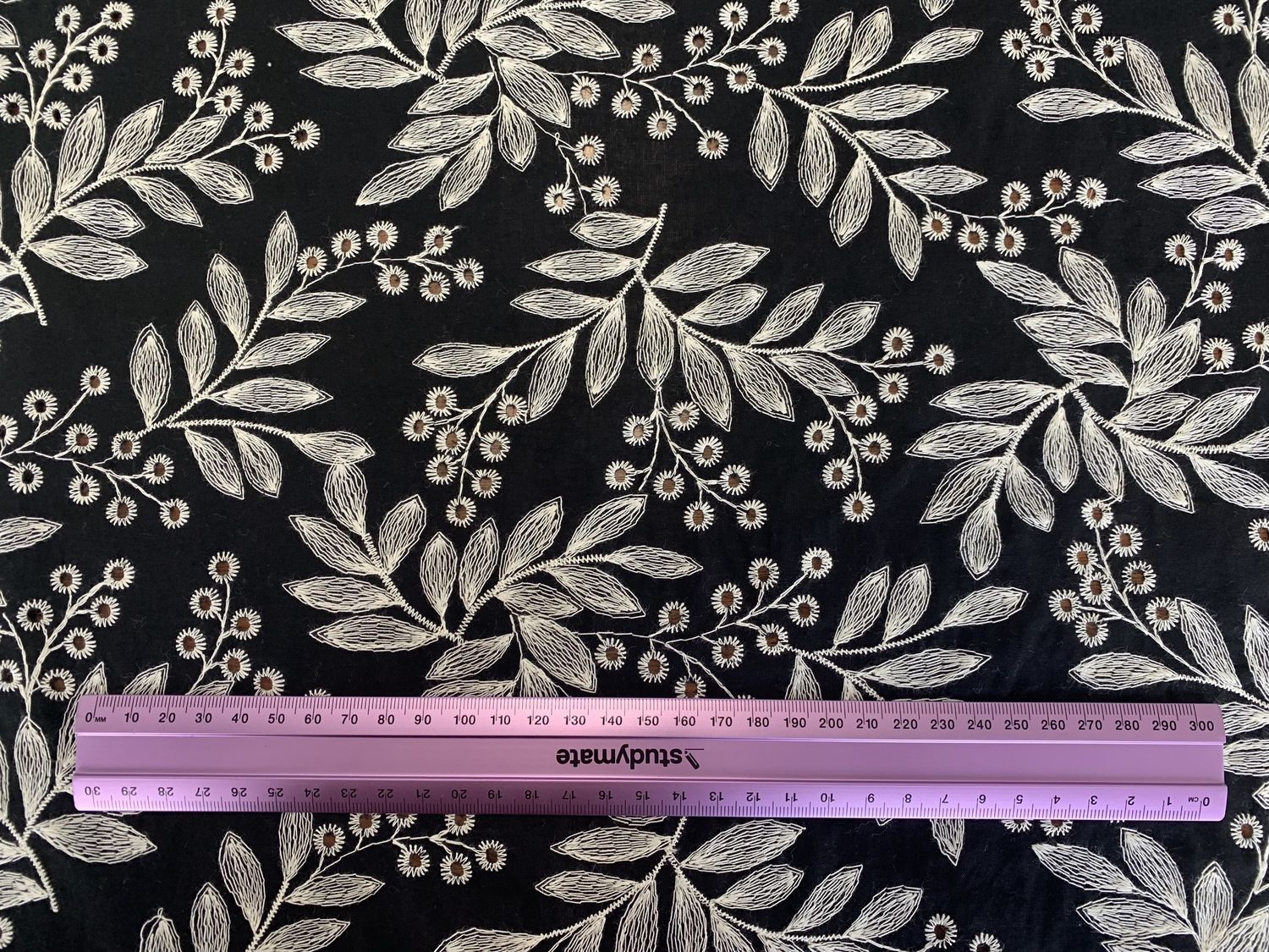 Embroidered Lawn Black per metre