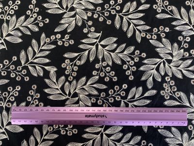Embroidered Lawn Black per metre