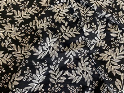 Embroidered Lawn Black per metre