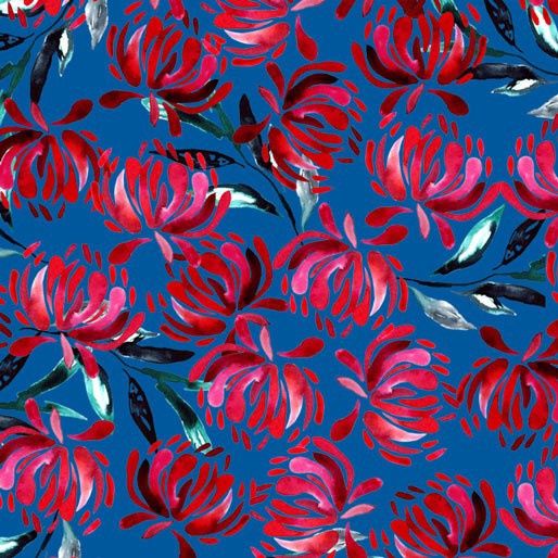 Botanicum Bliss Waratah Dreaming per metre, Colour: Blue