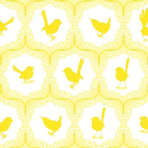 Frolicking Fairy Wrens - Yellow per metre