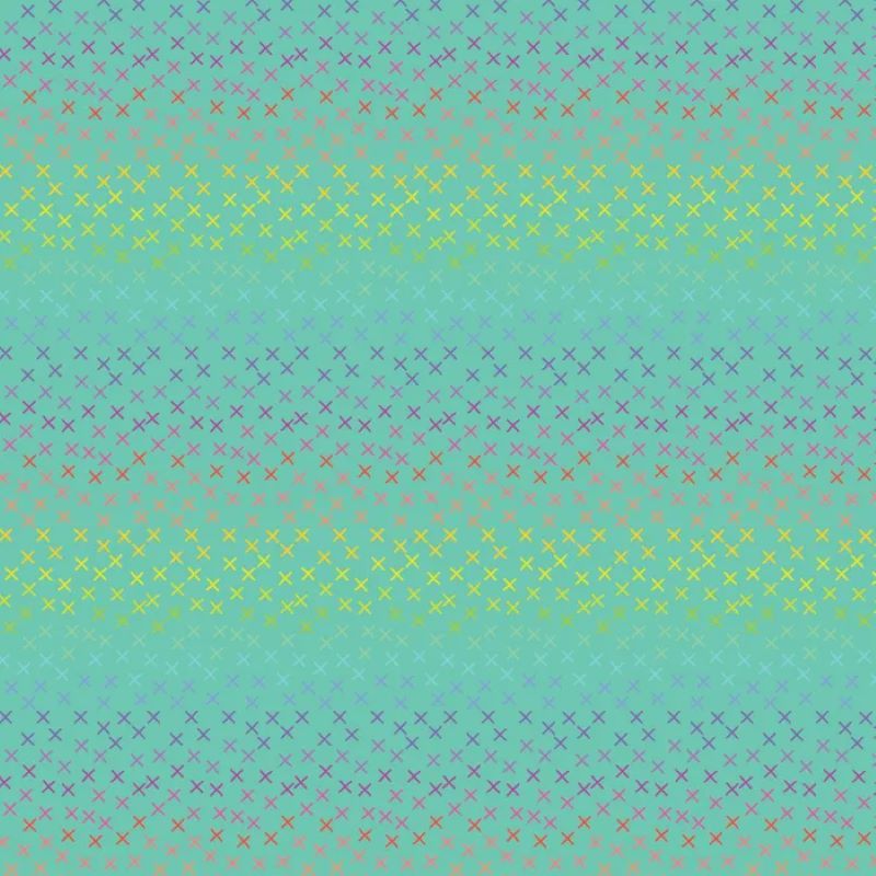 Crossroads 2 - Teal Rainbow per metre