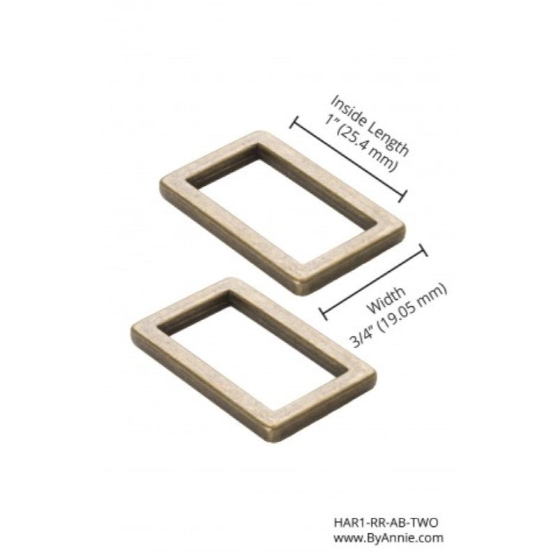 1-inch Rectangle Rings - 2pk, Size/Colour: 1-inch  Antique Brass 2pk