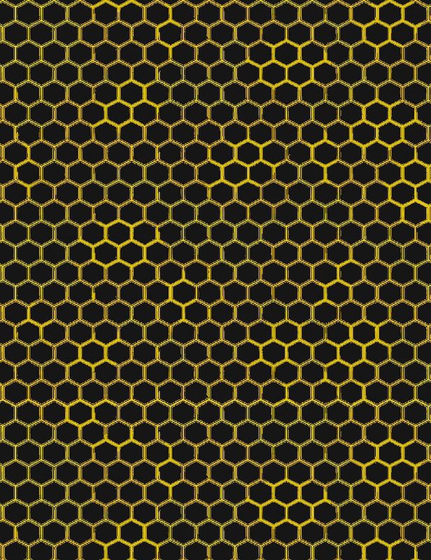 Queen Bee - per metre, Print: Honeycomb Black