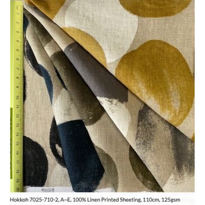 Linen Navy Spot per metre